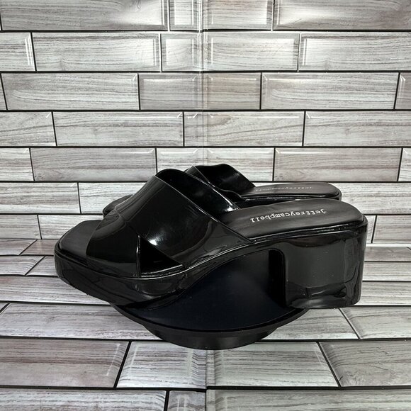 Jeffrey Campbell Black Shiny Bubblegum Mule Sandal Shoe Size 6-NEW - Picture 4 of 9